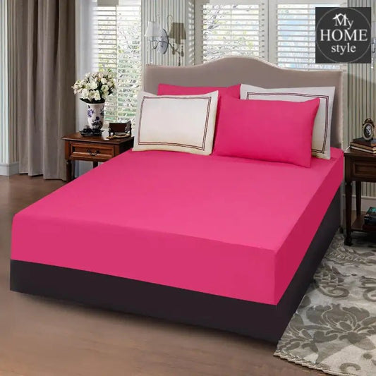 5 PCs Baratta Stitched Fitted Sheet Set Shocking Pink - myhomestyle.pk