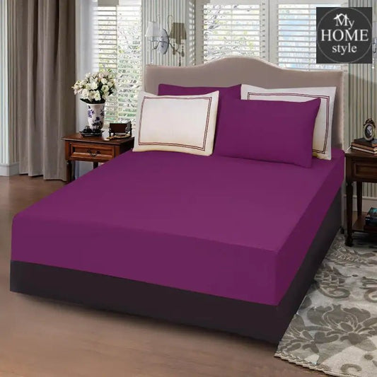 5 PCs Baratta Stitched Fitted Sheet Set Violet - myhomestyle.pk