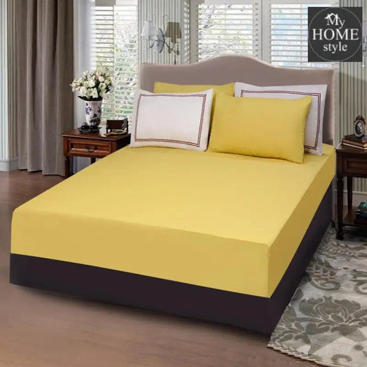 5 PCs Baratta Stitched Fitted Sheet Set Yellow - myhomestyle.pk