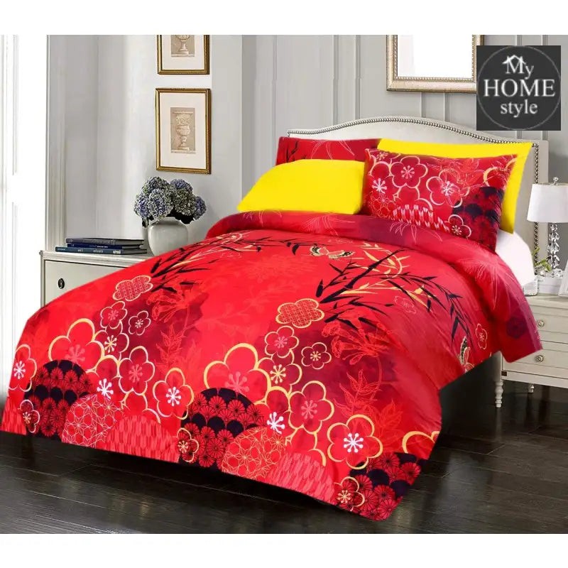 5 Pcs Printed Bed Sheet MHS-625 - myhomestyle.pk