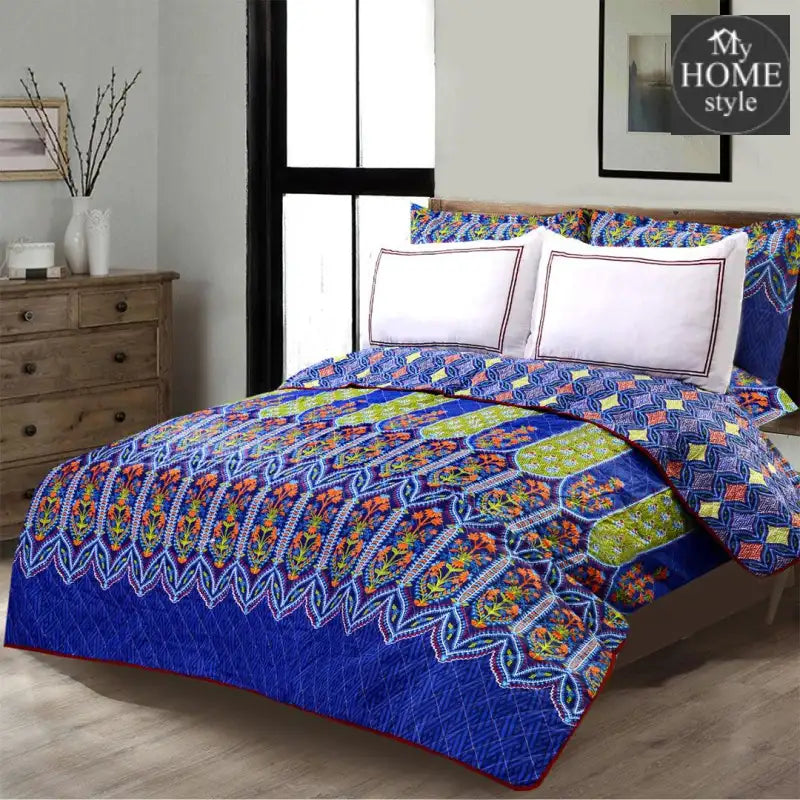 5 Pcs Quilted Printed Bedspread set MHS-11 - myhomestyle.pk
