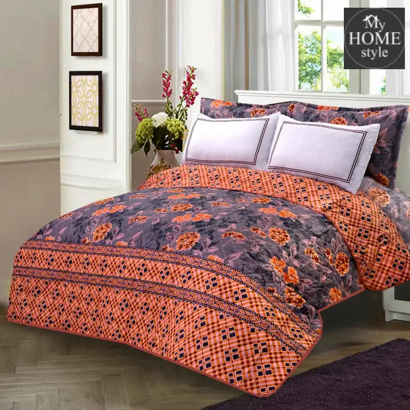 5 Pcs Quilted Printed Bedspread set MHS-12 - myhomestyle.pk