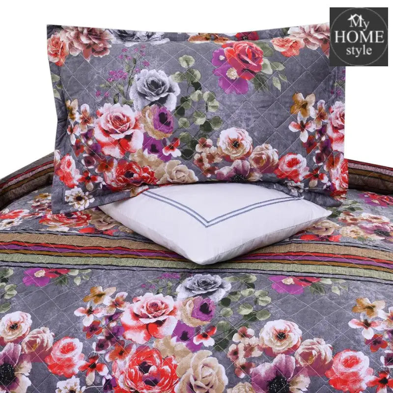 5 Pcs Quilted Printed Bedspread set MHS-13 - myhomestyle.pk