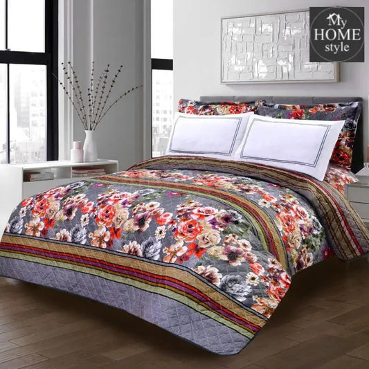 5 Pcs Quilted Printed Bedspread set MHS - 13 - myhomestyle.pk