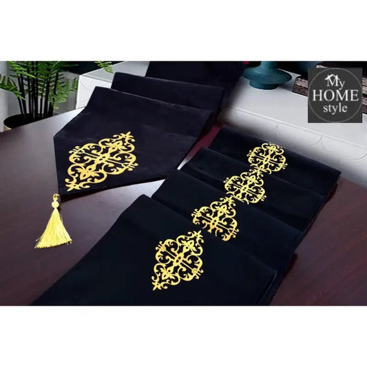 5 Pc's Velvet Embroidered Table Runner Set - myhomestyle.pk