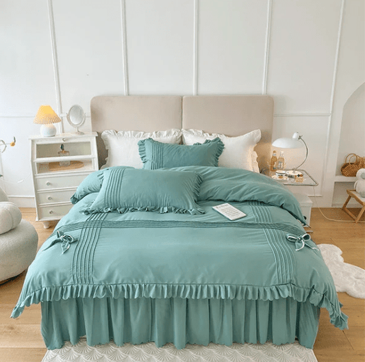 6 Pcs Elegant Ruffled Pleated Duvet Set - 1244 - myhomestyle.pk