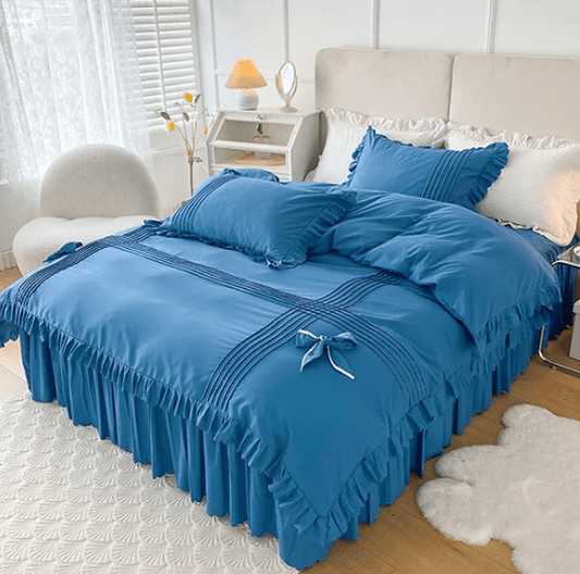 6 Pcs Elegant Ruffled Pleated Duvet Set - 1244 - myhomestyle.pk