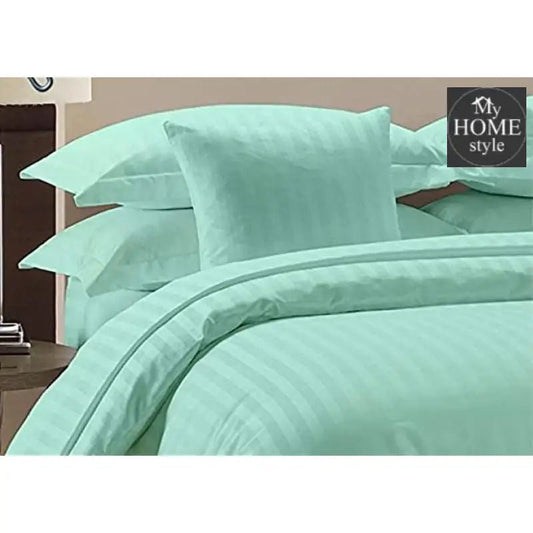 6 Pcs Luxury Aqua Satin Stripe Duvet Set - myhomestyle.pk