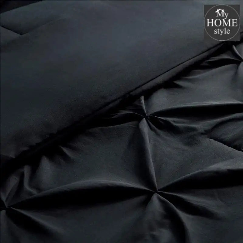 6 Pc's Luxury Diamond Pintuck Bedspread Light Filled Black - myhomestyle.pk