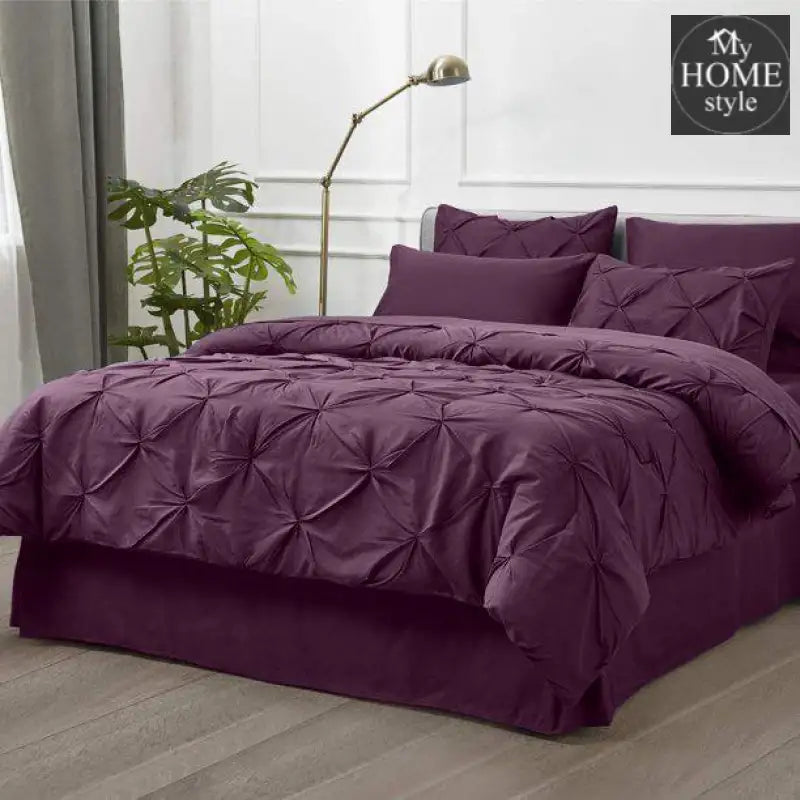 6 Pc's Luxury Diamond Pintuck Bedspread Light Filled Purple - myhomestyle.pk