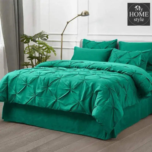 6 Pc's Luxury Diamond Pintuck Bedspread Light Filled Teal - myhomestyle.pk