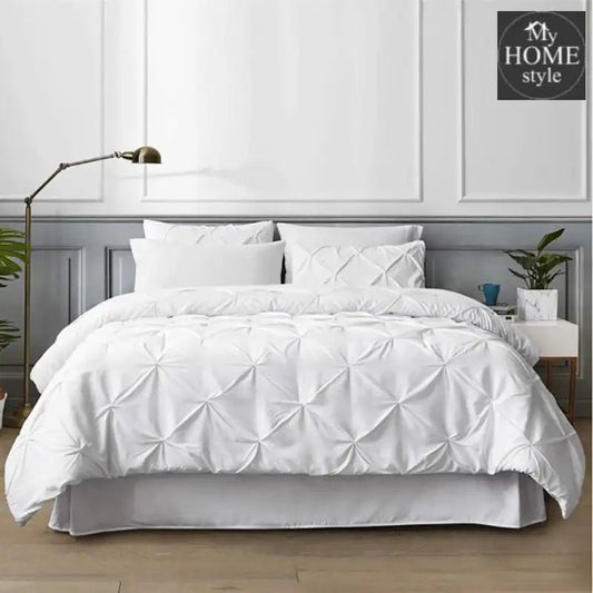 6 Pc's Luxury Diamond Pintuck Bedspread Light Filled White - myhomestyle.pk