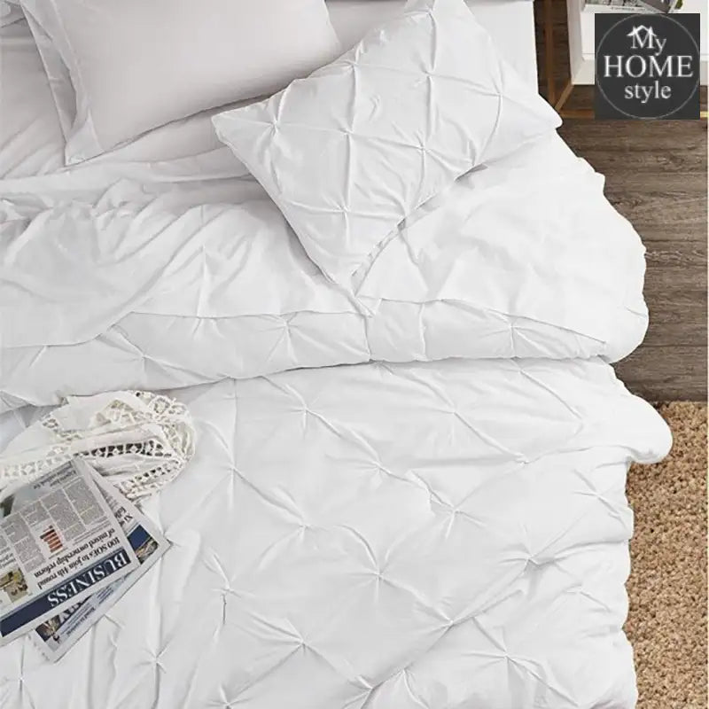 6 Pc's Luxury Diamond Pintuck Bedspread Light Filled White - myhomestyle.pk