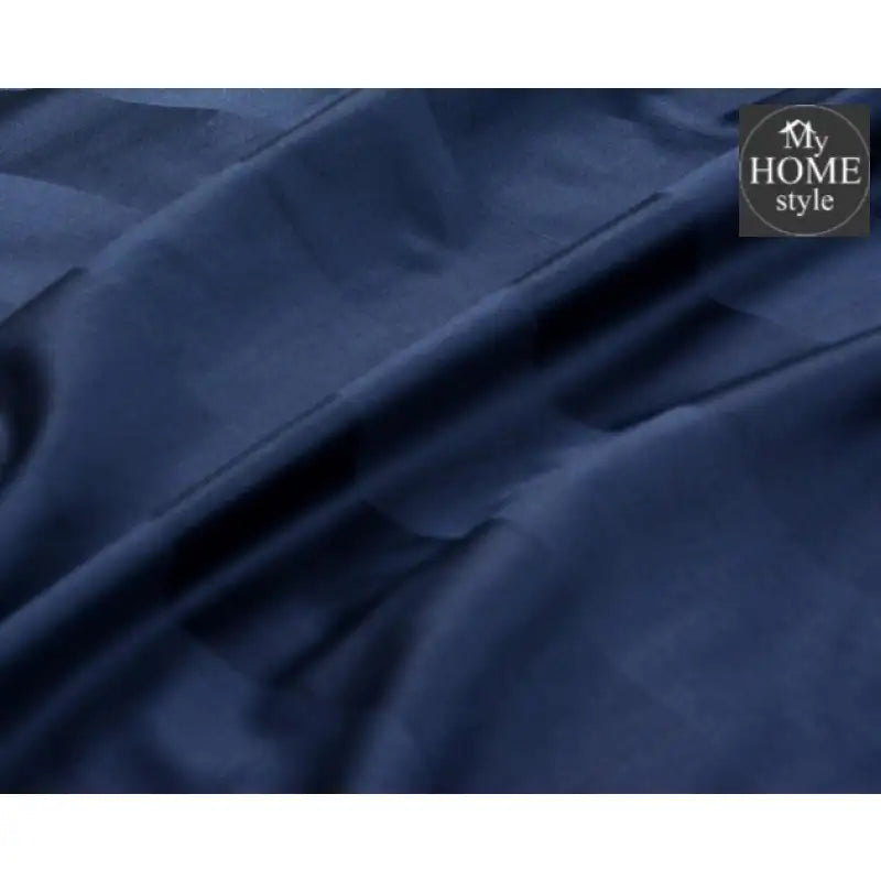 6 Pc's Luxury Satin Stripe Duvet Set Navy - myhomestyle.pk