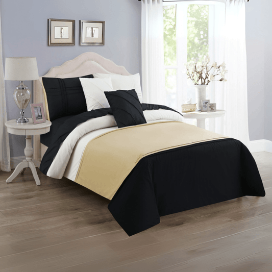 6 Pcs Luxury Stripe Duvet Set - 1255 - myhomestyle.pk