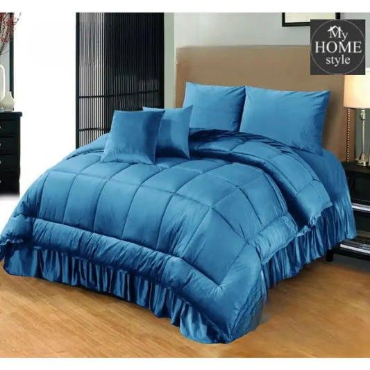 6 PC'S LUXURY VELVET DUVET SET AQUA - myhomestyle.pk