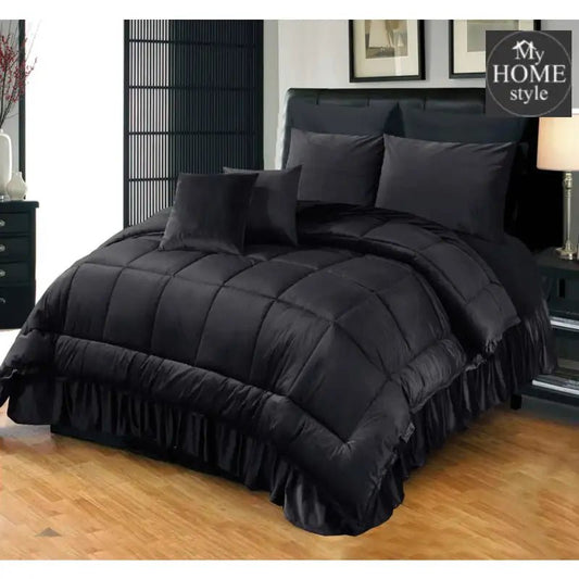 6 PC'S LUXURY VELVET DUVET SET BLACK - myhomestyle.pk