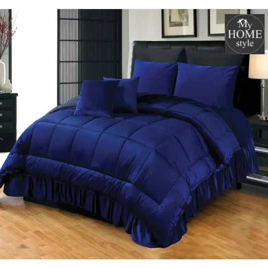 6 PC'S LUXURY VELVET DUVET SET BLUE - myhomestyle.pk