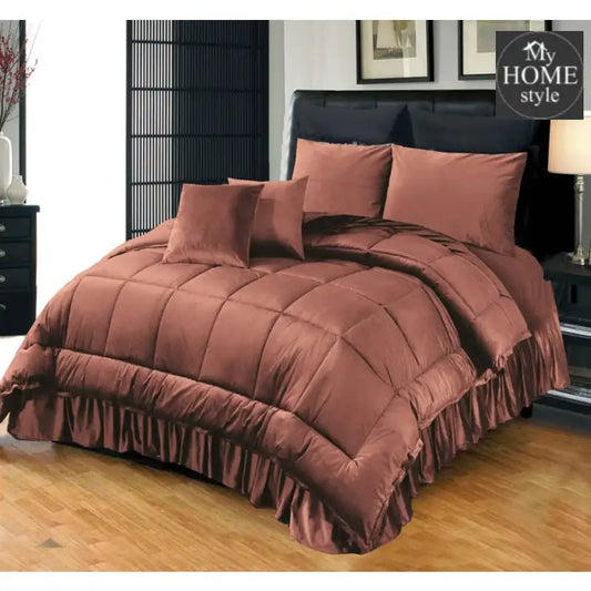 6 PC'S LUXURY VELVET DUVET SET BROWN - myhomestyle.pk