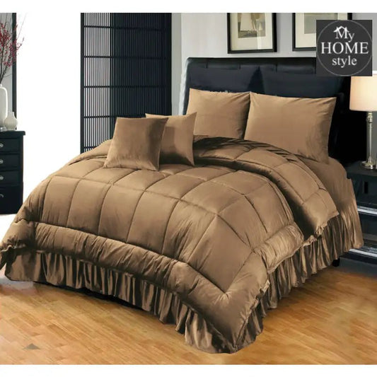 6 PC'S LUXURY VELVET DUVET SET COFFEE - myhomestyle.pk