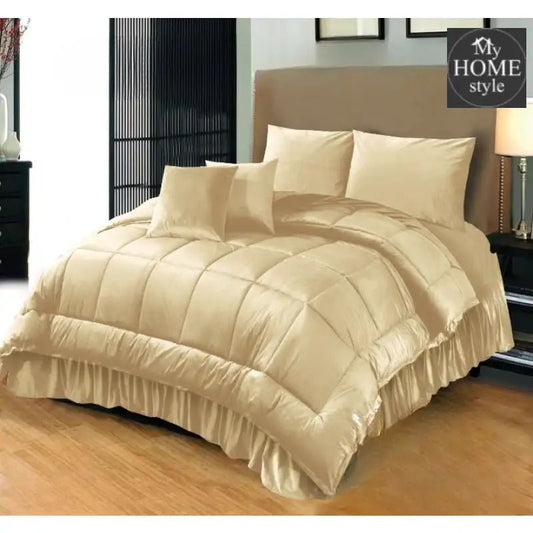 6 PC'S LUXURY VELVET DUVET SET CREAM - myhomestyle.pk