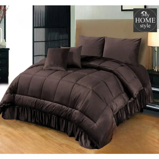 6 PC'S LUXURY VELVET DUVET SET DARK BROWN - myhomestyle.pk