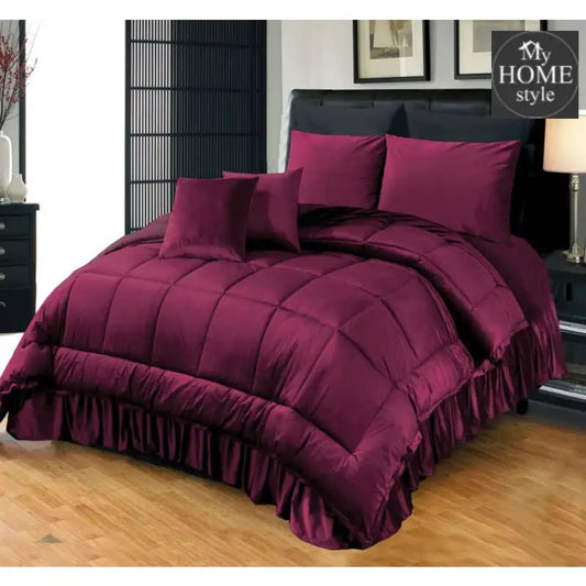 6 PC'S LUXURY VELVET DUVET SET SHOCKING PINK - myhomestyle.pk