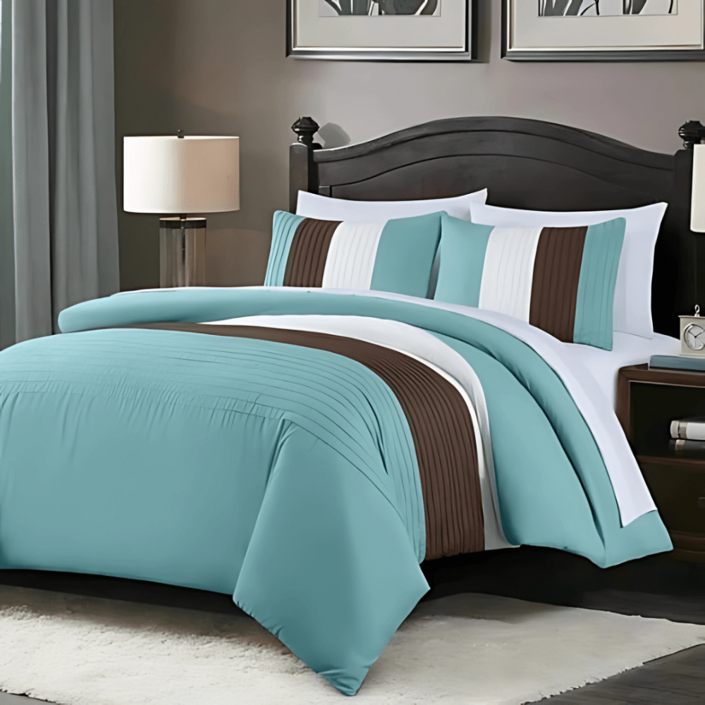 6 PCS PLEATED MULTICOLOR DUVET SET - 1272 - myhomestyle.pk
