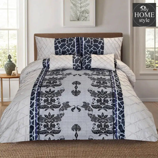 6 PC's Printed Cross Pleated Duvet Set SC - myhomestyle.pk