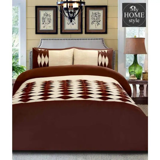 6 Pcs Twist Pleated Duvet set Brown & Beige King size - myhomestyle.pk