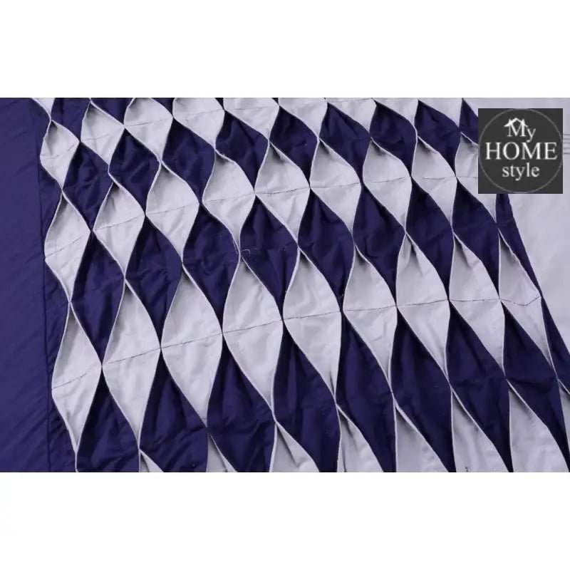 6 Pcs Twist Pleated Duvet set Navy & White King size SC - myhomestyle.pk