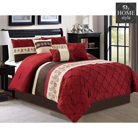 7 Pc;s Luxury Embroidered Cross Pleated Duvet Set - myhomestyle.pk