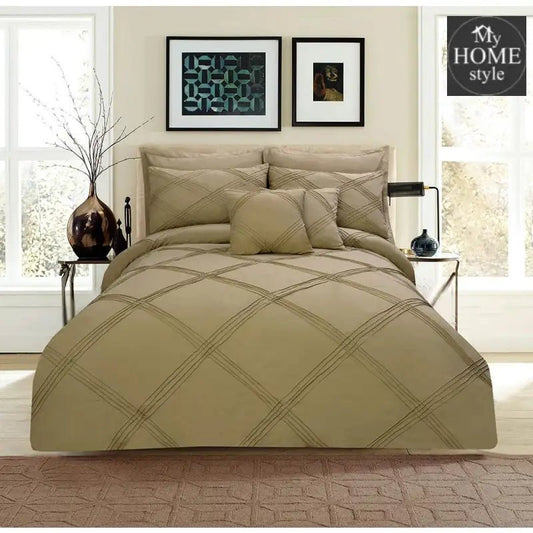 8 pcs 3 Row Cross Pleated Duvet Set Beige SC - myhomestyle.pk