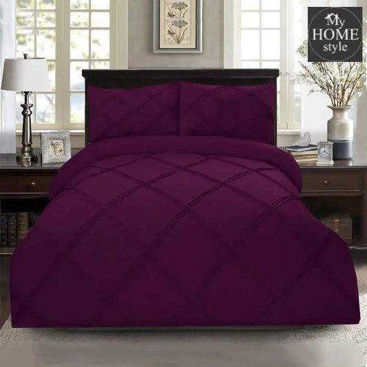 8 Pcs 3 Row Cross Pleated Duvet Set - Violet - myhomestyle.pk