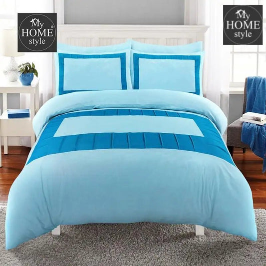 8 Pcs Blocks Duvet Set Sky Blue - myhomestyle.pk