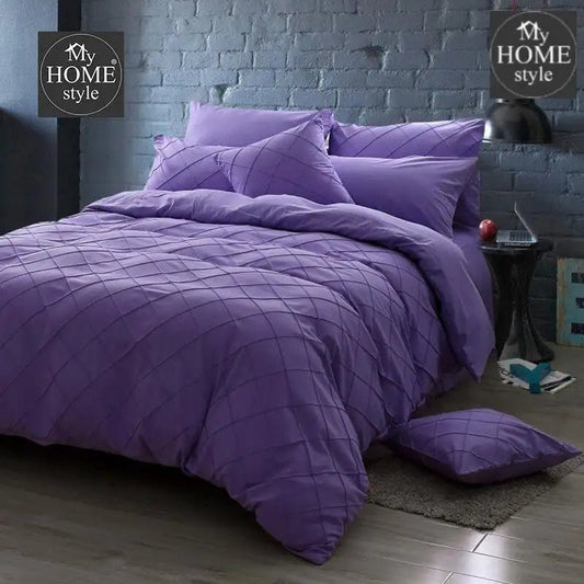 8 Pcs Cross Pleated Duvet Set Purple - myhomestyle.pk