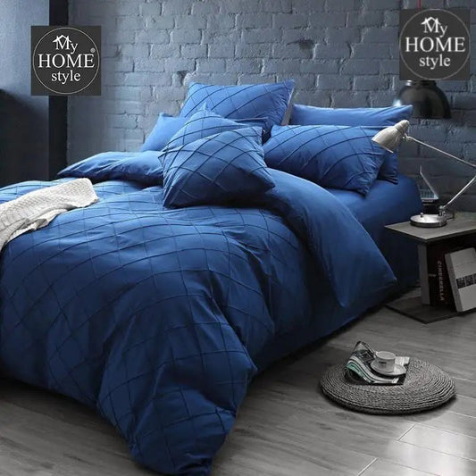 8 Pcs Cross Pleated Duvet Set Royal Blue - myhomestyle.pk