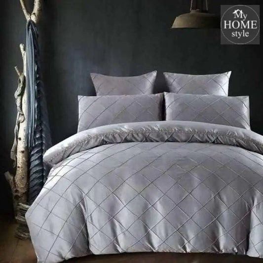 8 Pcs Elegant Cross Diamond Duvet Set Grey - myhomestyle.pk