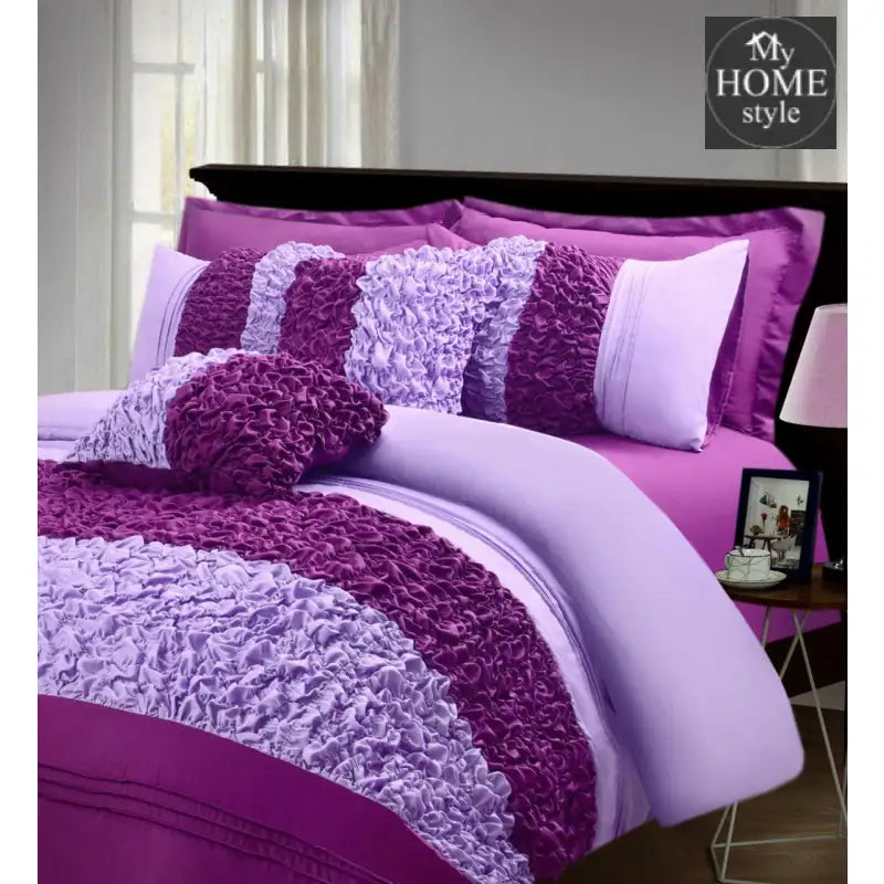 8 Pcs Embellished Comforter Set Purple & violet - myhomestyle.pk