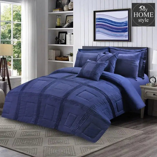 8 Pc's Luxury Bedspread Light Filled Navy - myhomestyle.pk