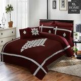 8 PCS Luxury Duvet Set Maroon with Silver Embroidery - myhomestyle.pk