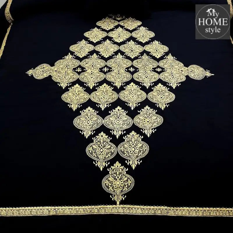 8 PCS Luxury Embroidered Duvet Set Black - myhomestyle.pk