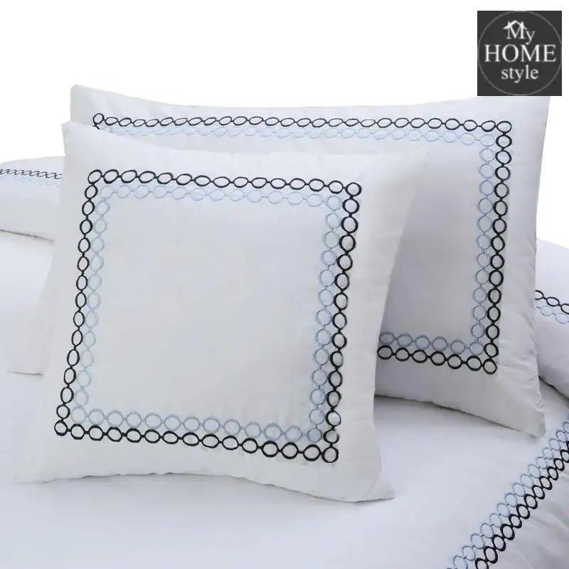 8 PCS LUXURY EMBROIDERED DUVET SET WHITE LED - myhomestyle.pk