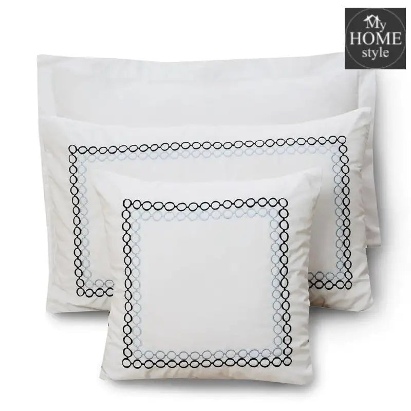 8 PCS LUXURY EMBROIDERED DUVET SET WHITE LED - myhomestyle.pk