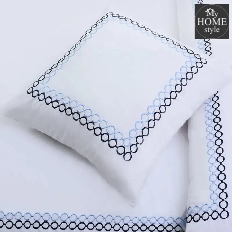 8 PCS LUXURY EMBROIDERED DUVET SET WHITE LED - myhomestyle.pk