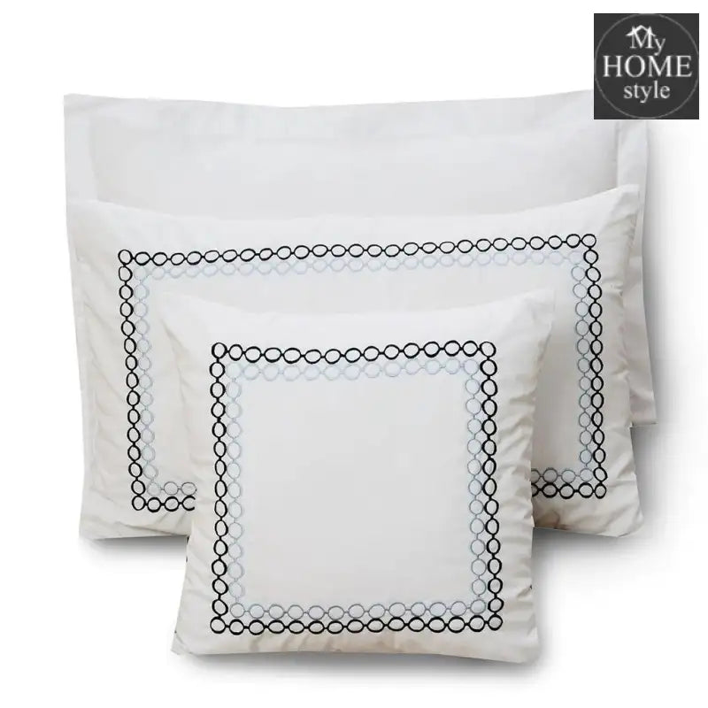 8 Pcs Luxury Embroidered Duvet Set White Led