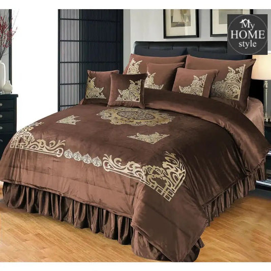 8 PCS LUXURY VELVET DUVET SET BROWN - myhomestyle.pk