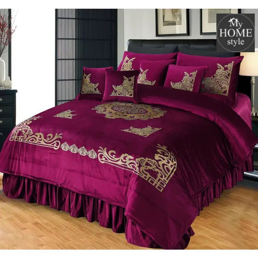 8 PCS LUXURY VELVET DUVET SET SHOCKING PINK - myhomestyle.pk