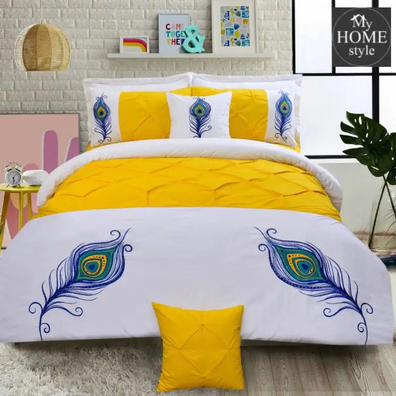 8 PCS Peacock Feather Embroidered Duvet Set 02 - myhomestyle.pk