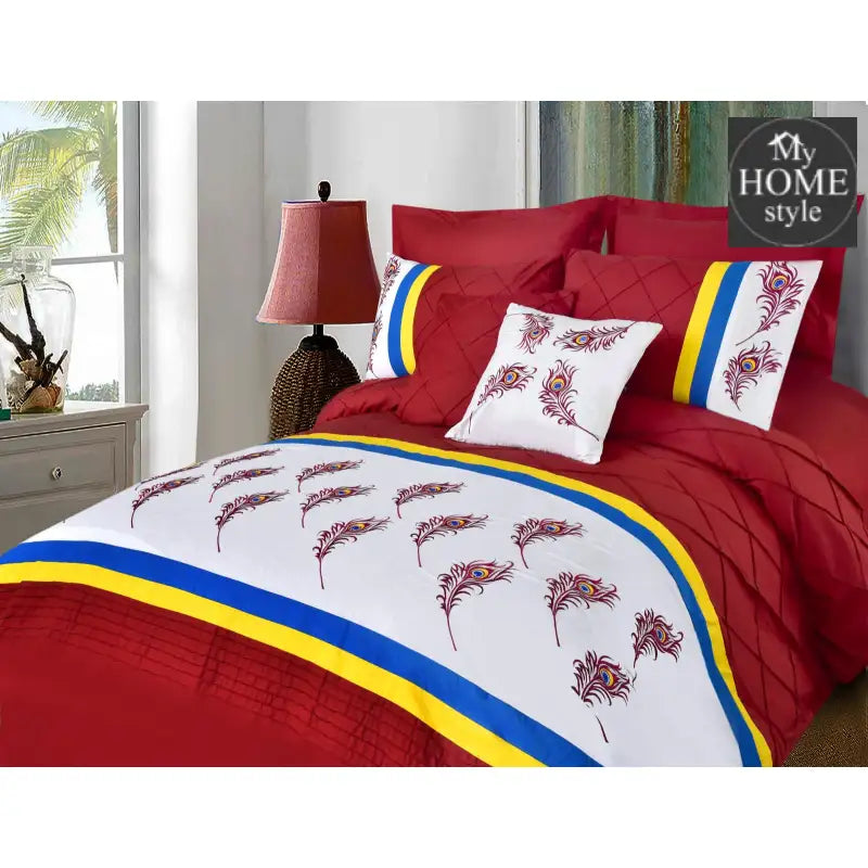 8 Pcs Peacock Feather Embroidered Duvet Set 03 Duvets
